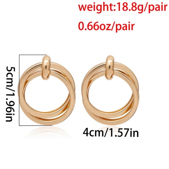 Gold plated round earrings - Picture 3 of 5